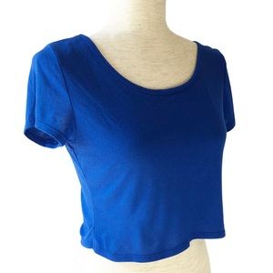 American Eagle Royal Blue Short Sleeve Crop Top